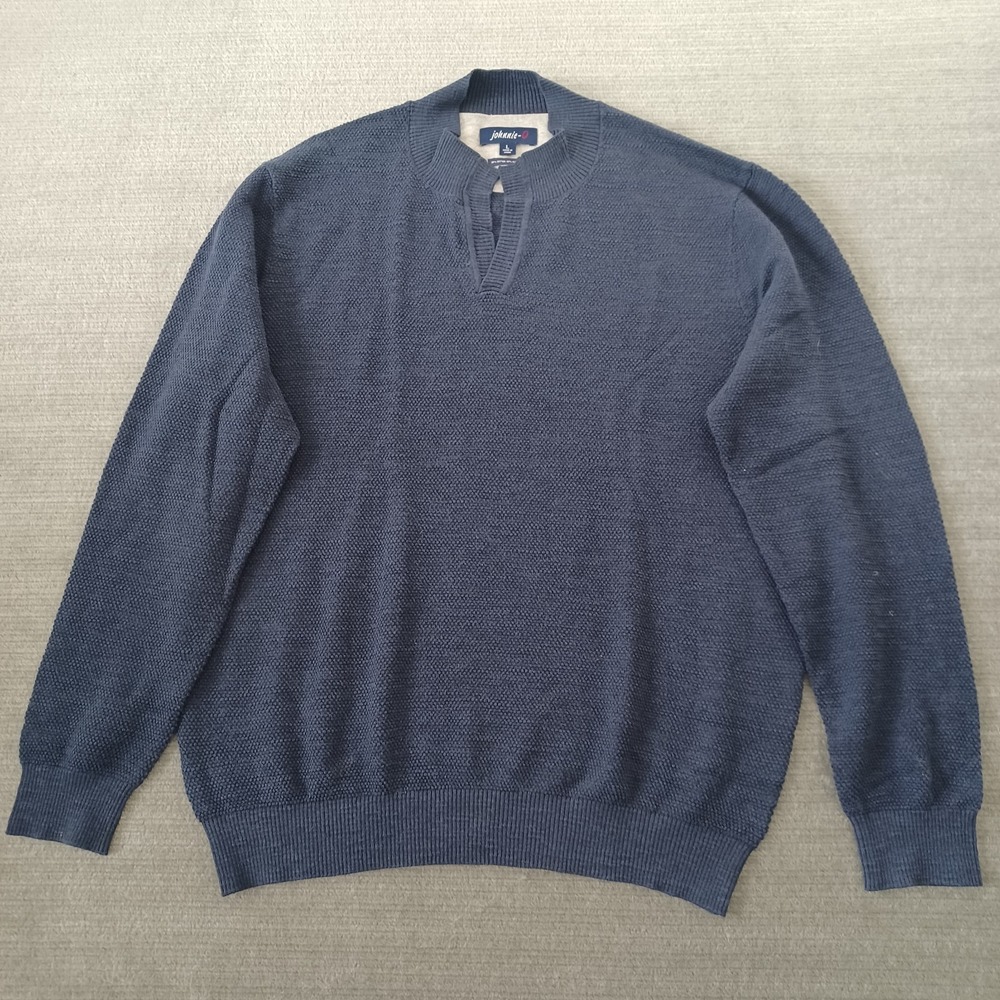 Johnnie O Belmore Sweater Mens L Blue Navy Pullover Golf Preppy Grandpacore